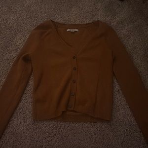 rusty orange cropped knit sweater